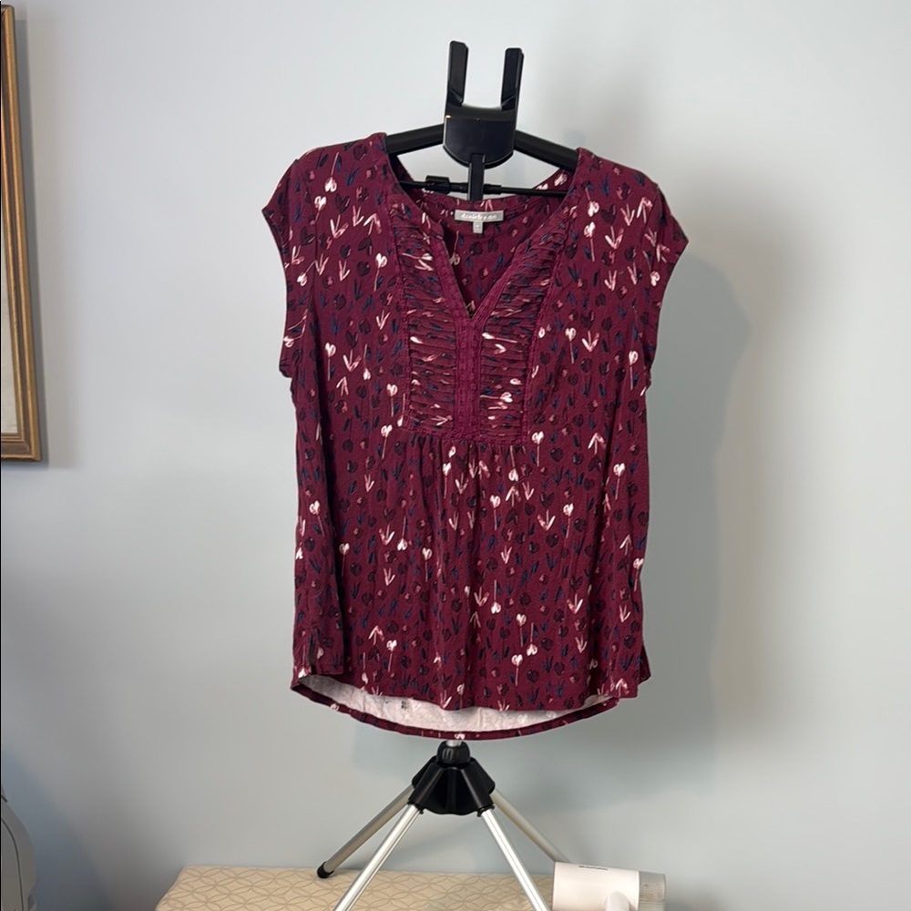 Daniel Rainn Maroon Patterned Blouse - image 1